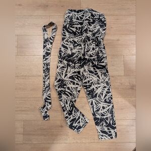 LOFT Monochrome Leaf Pattern Jumpsuit